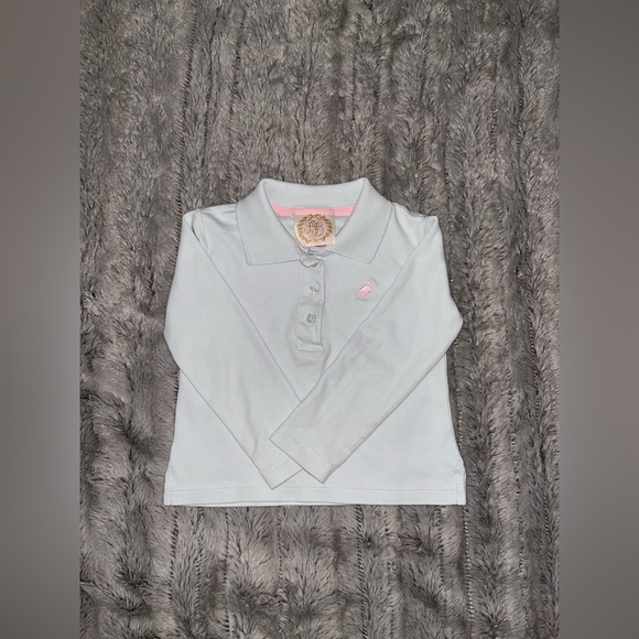 The Beaufort bonnet co. Little girls pink & light blue long sleeve polo shirt - Picture 6 of 8